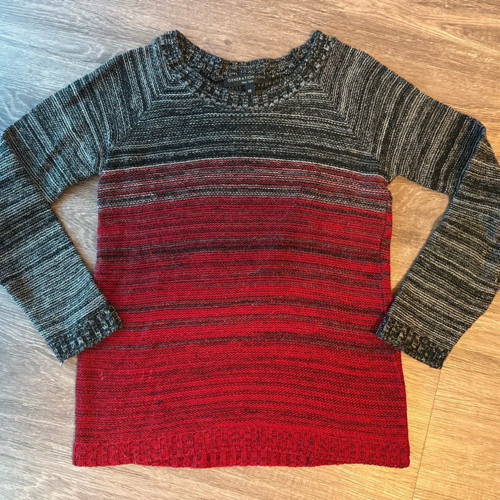Generation Love Red and Grey ombré Crewneck Sweater XS